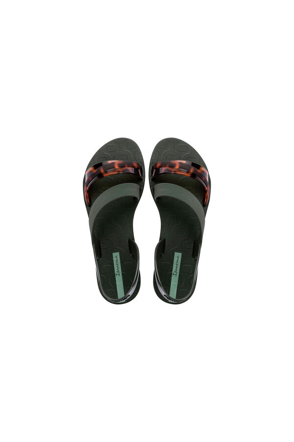 Ipanema Sand&aacute;lia de tiras assim&eacute;tricas com estampado animal verde
