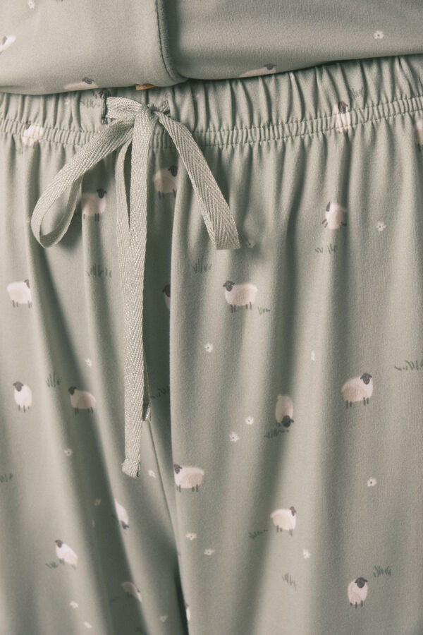 Women'secret Pijama comprido camiseiro com ovelhas verde