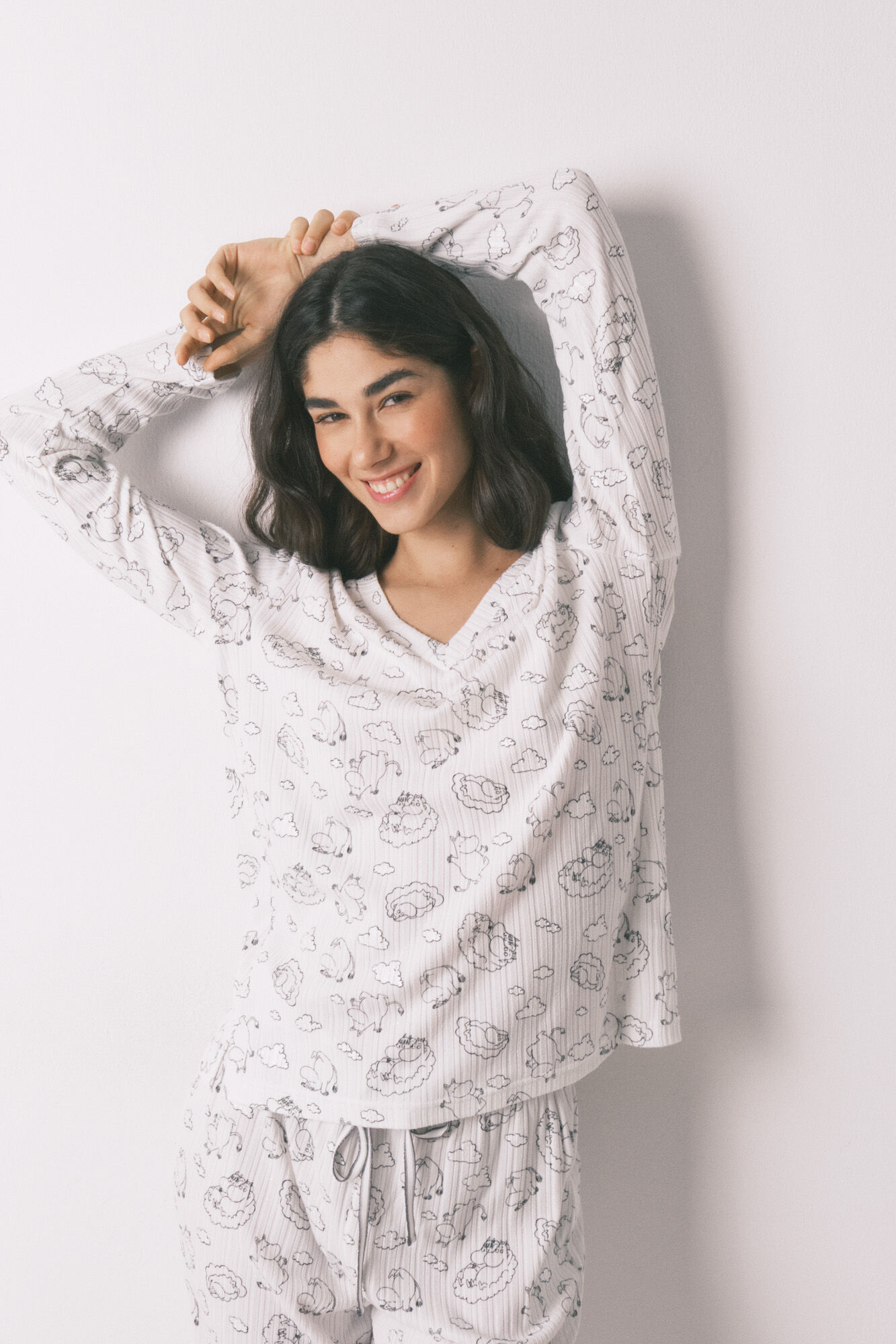 Women'secret Pijama comprido canelado soft estampado Moomin branco