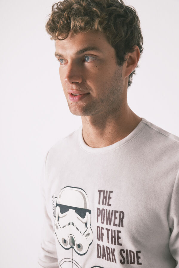 Women'secret Pijama comprido cinza masculino polar Star Wars cinzento