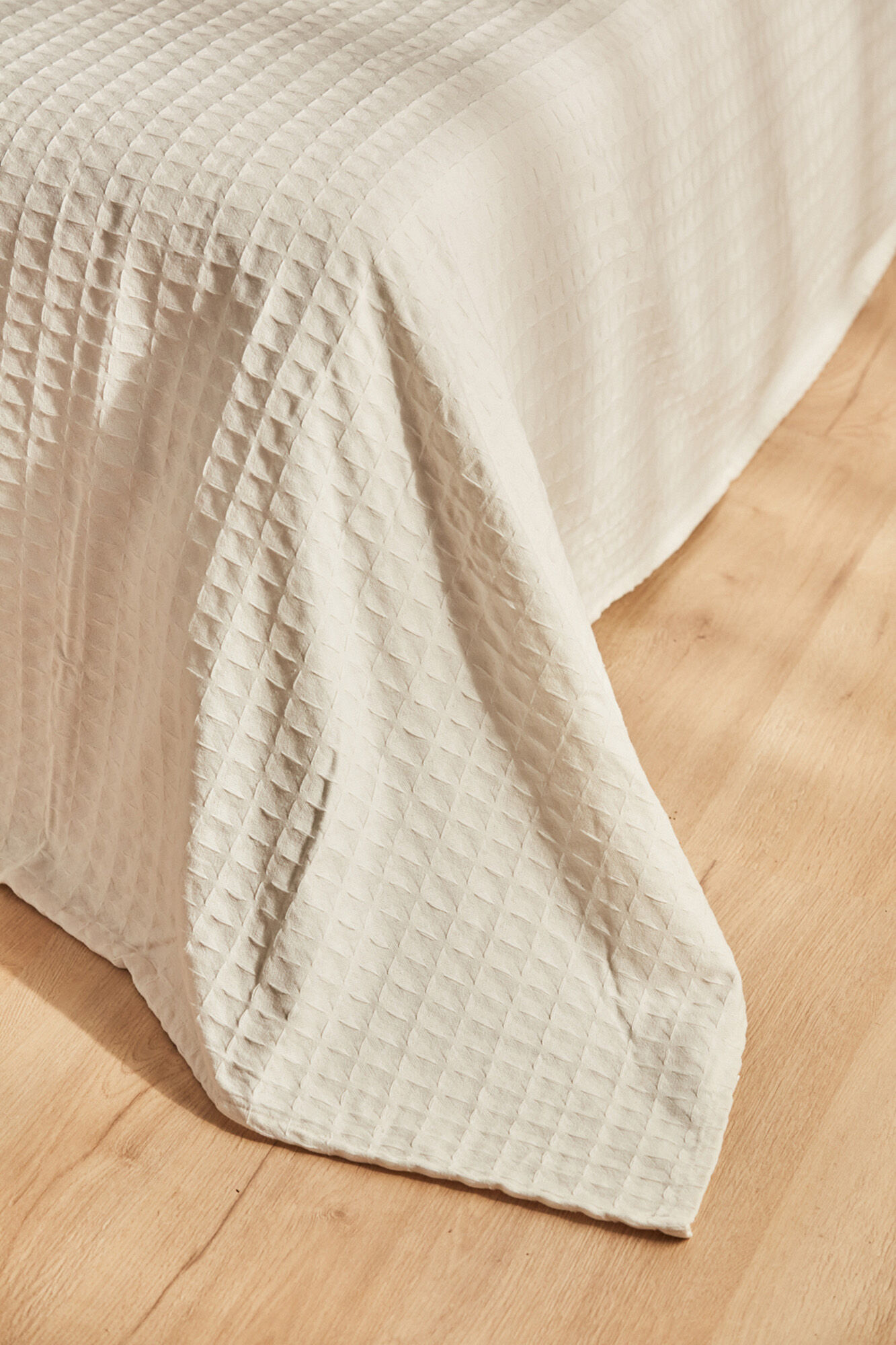 Calma House Colcha de algod&atilde;o favo de mel branca panal