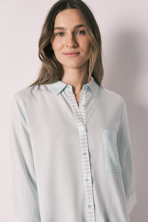 Women'secret Camisola &agrave;s riscas e estampado vichy verde verde