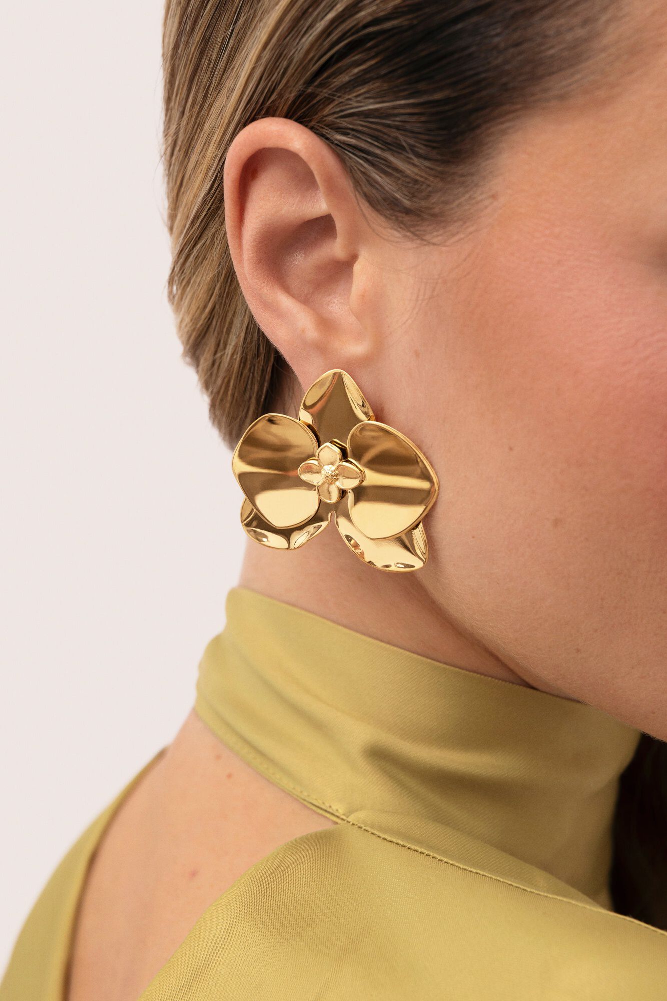 Singularu Pendientes Botanic Acero Ba&ntilde;o Oro