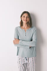 Women'secret Camiseta manga larga 100% algodón verde verde