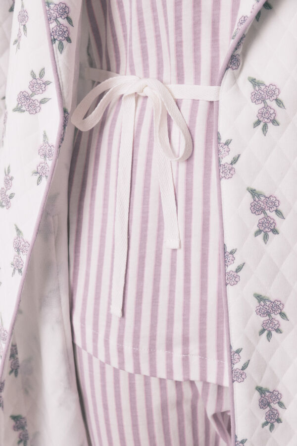 Women'secret Vestido midi robe com flores lilás e brancas bege