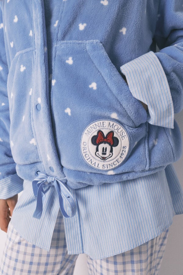 Women'secret Robe curto de polar Mickey Mouse com estampado azul azul