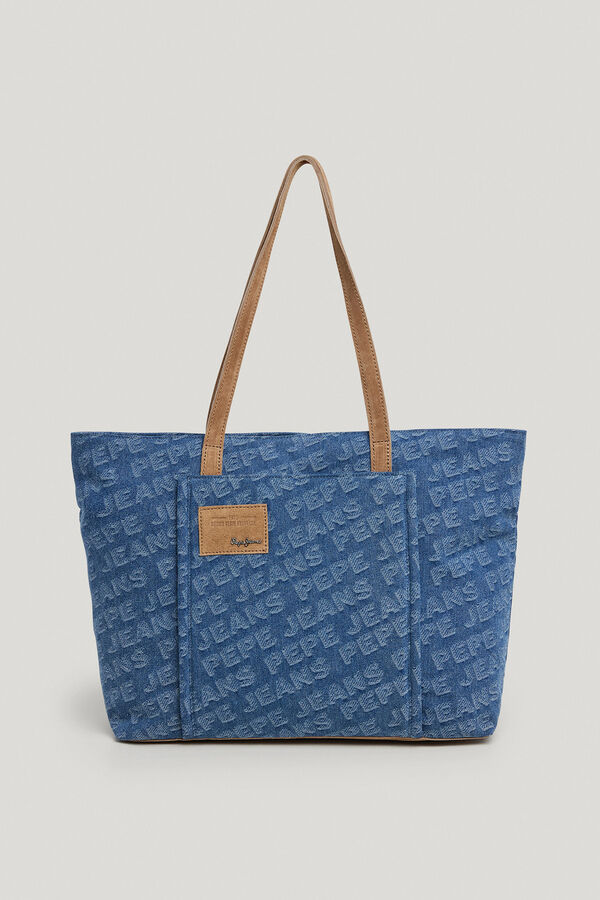 Pepe Jeans Bolsa tote com logo denim azul