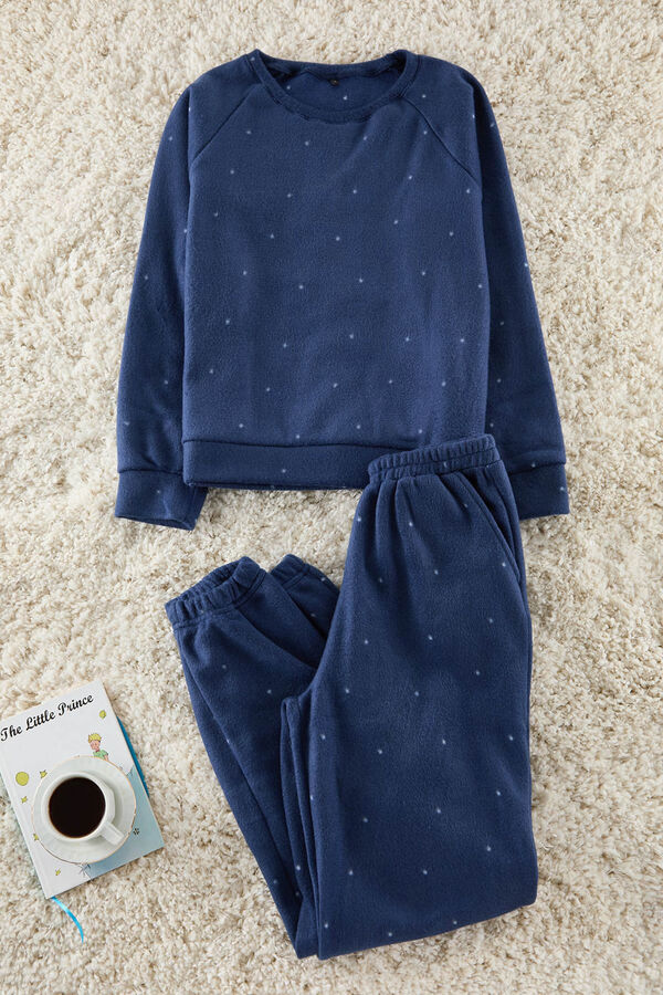 Trendyol Conjunto de pijama de inverno de bolinhas com bolinhas azuis azul