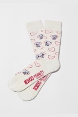 Besocks Meias altas Snoopy algod&atilde;o org&acirc;nico bege