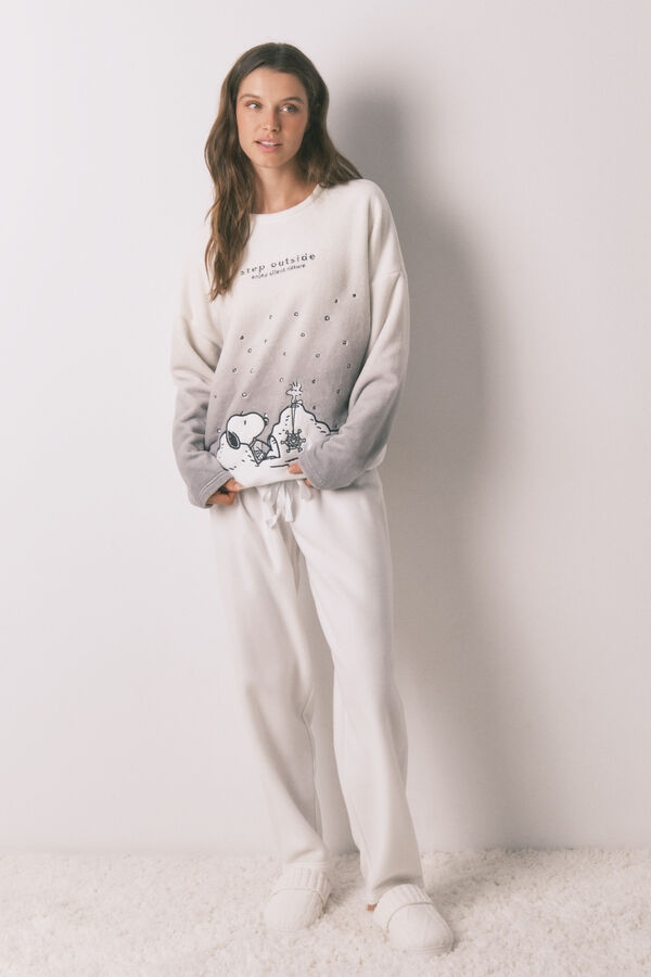 Women'secret Pijama comprido de polar do Snoopy cinzento