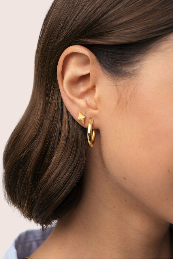 Singularu Pendiente Suelto Organic Star Spark Plata Ba&ntilde;o Oro amarillo