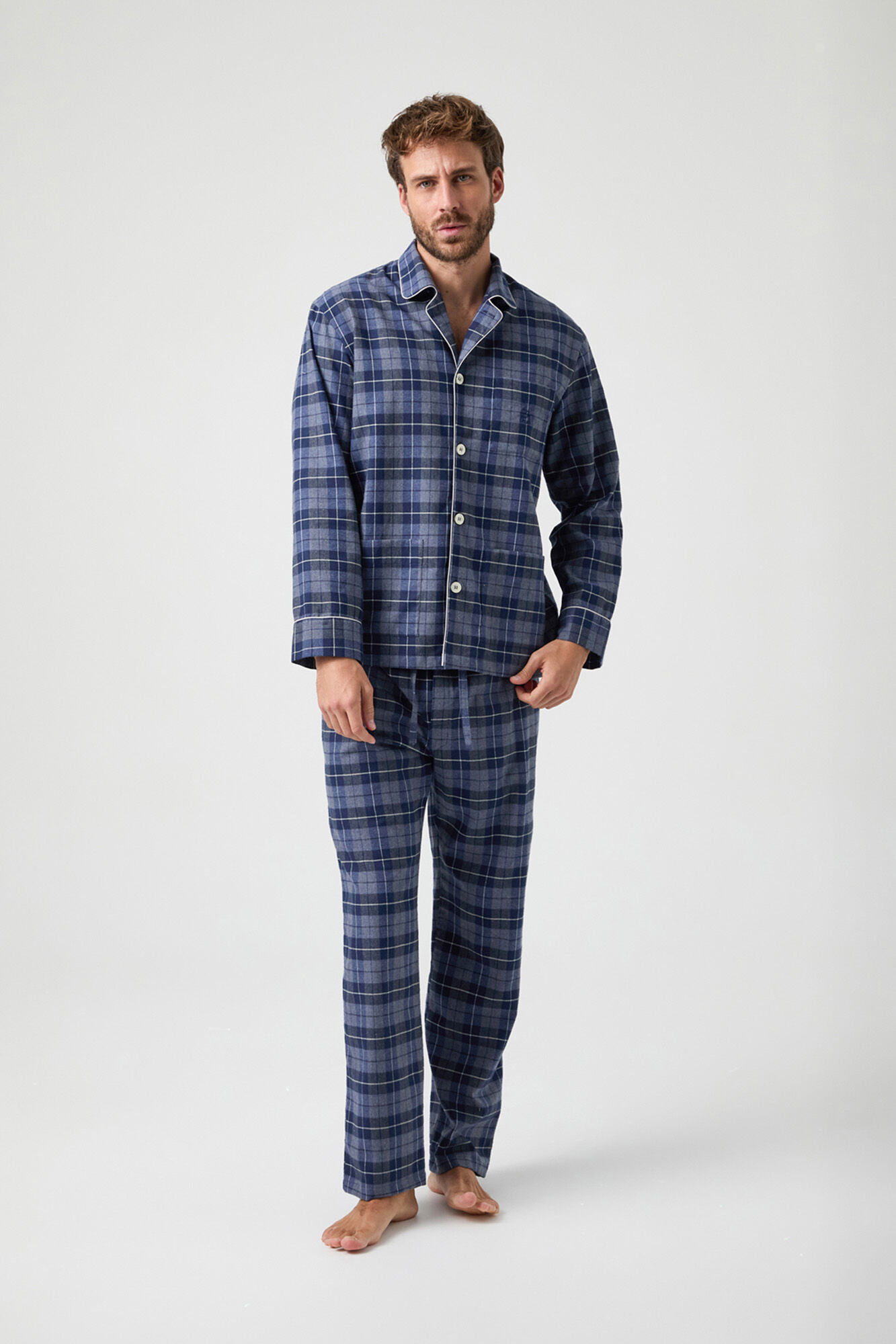 Kiff-Kiff Kiff Kiff Pijama Tipo Viyela Azul Xadrez