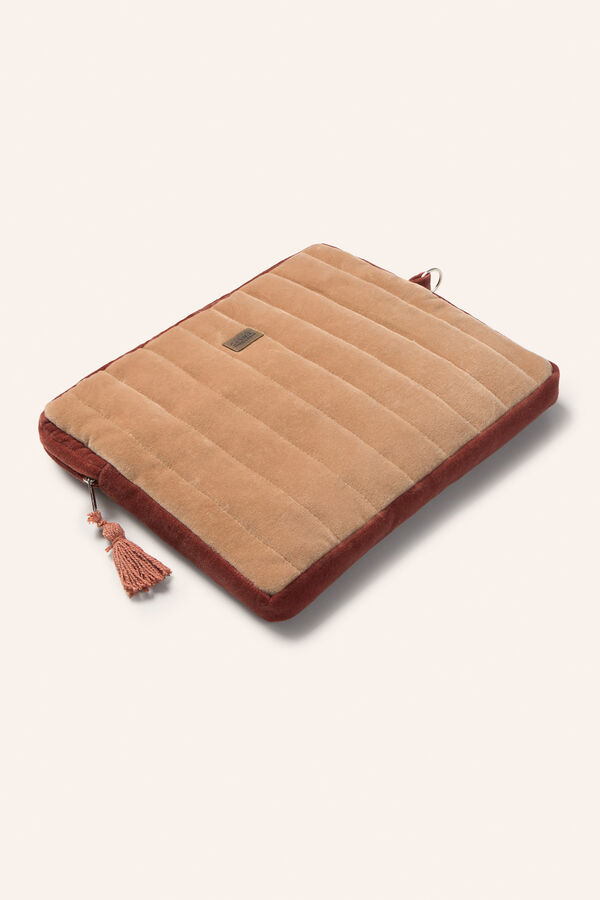 Calma House Capa acolchoada para laptop Osaka Earth-Tone Velvet vermelho