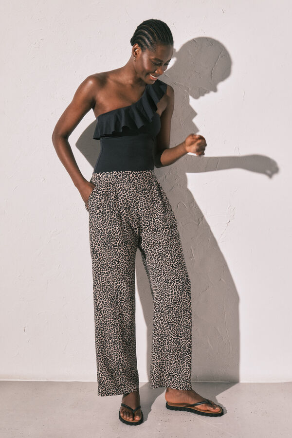 Women'secret Cal&ccedil;as fluidas estampado animal print branco