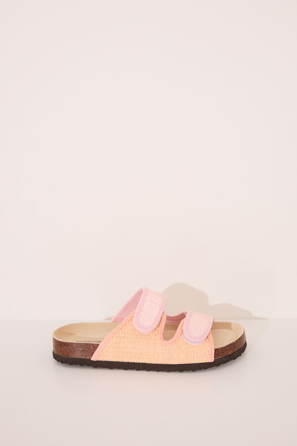 Women'secret Sandalias bio efecto rafia rosa salmón blanco