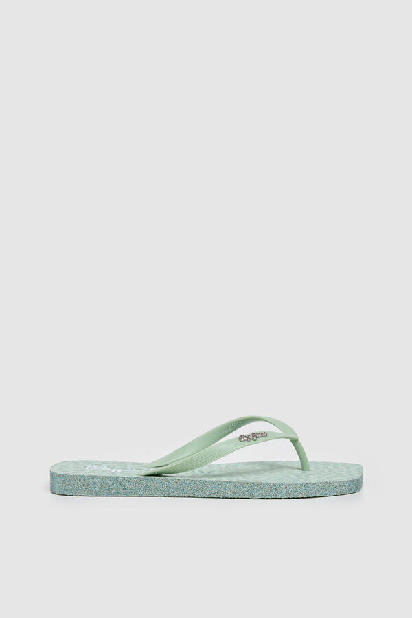 Pepe Jeans Chanclas cuadradas animal print verde