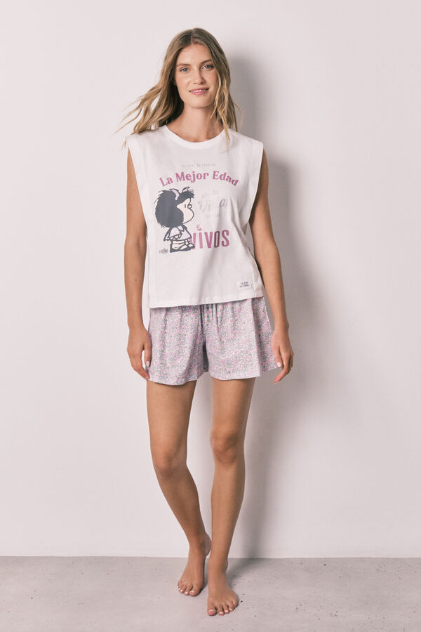 Women'secret Pijama curto em algod&atilde;o Mafalda bege