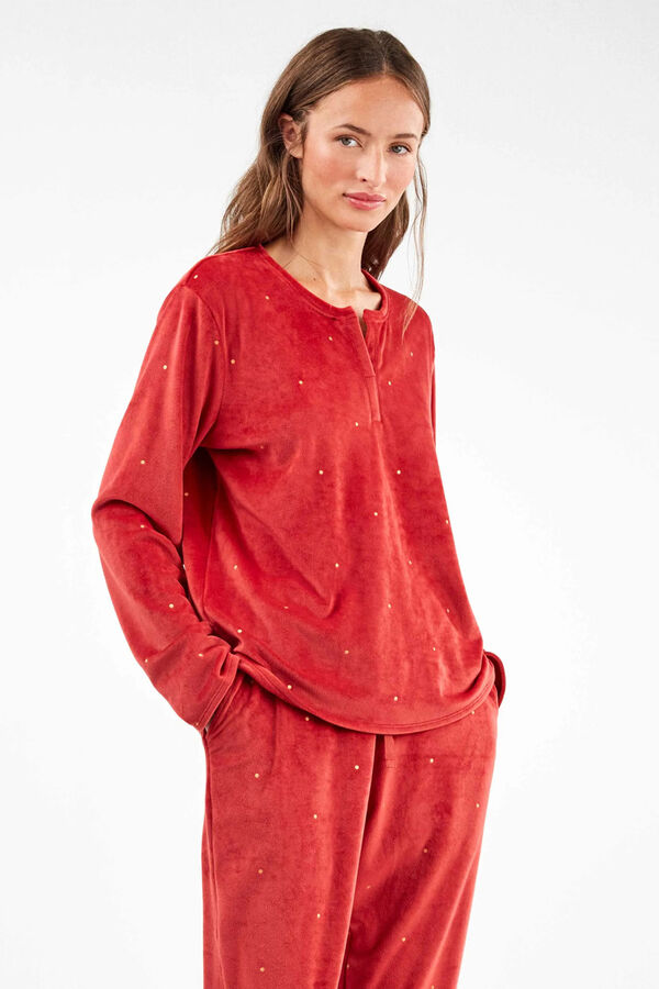 Gisela Conjunto de pijama de polar elástica castanho