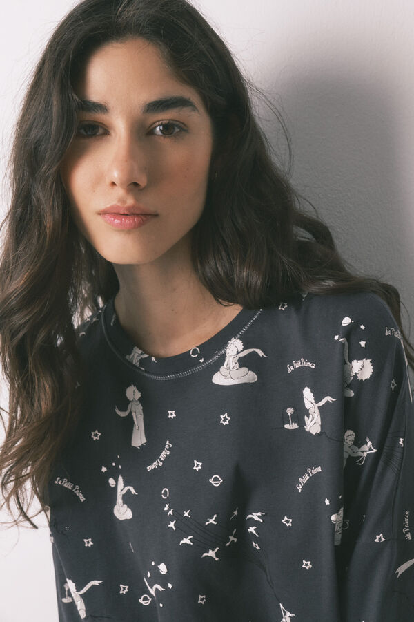 Women'secret Pijama comprido em 100% algod&atilde;o cinza O Principezinho cinzento