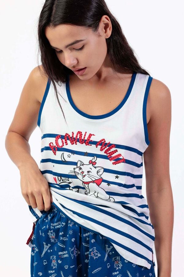 Admas Pijama curto riscas Paris Marie Aristogatos azul