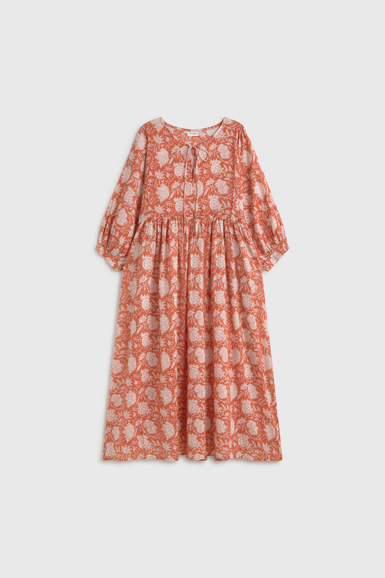 Textura T&uacute;nica comprida em algod&atilde;o estampada