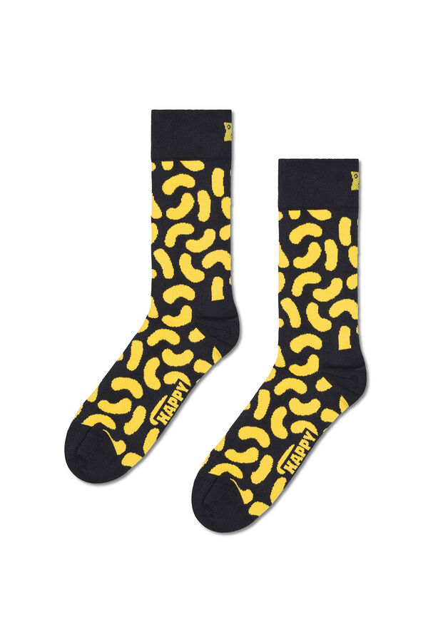 Happy Socks Meia com Rabiscos de Queijo  preto