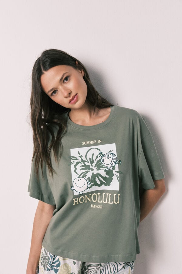 Women'secret Pijama curto de manga curta verde Little Miss&trade; estampado