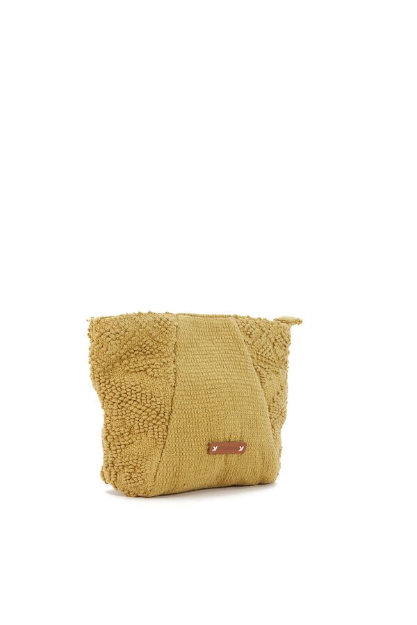 Abbacino  Necessaire de praia em algod&atilde;o dourado estampado