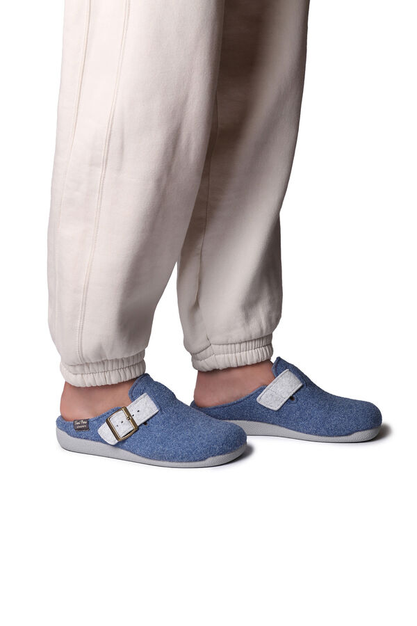 Toni Pons Chinelo feminino estilo tamanco em feltro azul