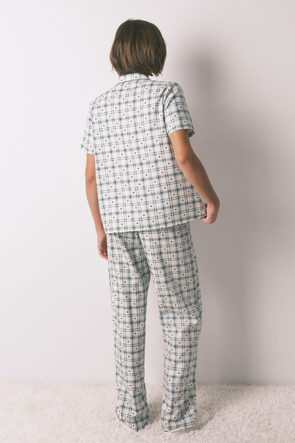 Women'secret Pijama camiseiro de algodão xadrez verde