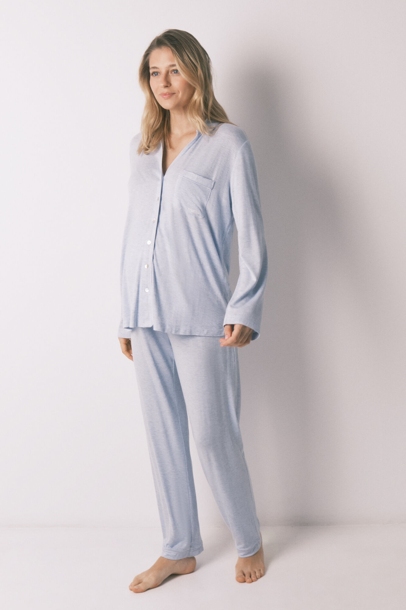 Women'secret Pijama camisero largo "maternity" super soft azul