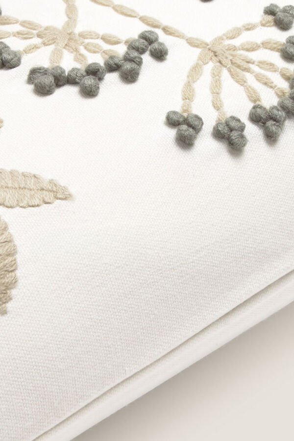 Textura Capa travesseiro algodão folhas e flores bege