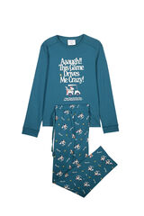 Women'secret Pijama comprido em algod&atilde;o Snoopy azul azul