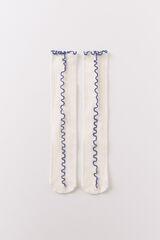 Women'secret Meias compridas com fio de contraste brancas branco
