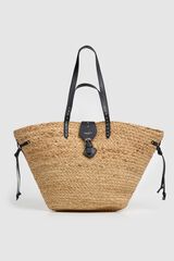 Pepe Jeans Mala tote de praia em r&aacute;fia com tachas preto