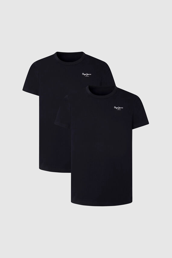 Pack de dos camisetas de algodón con elastano, con logo lateral.