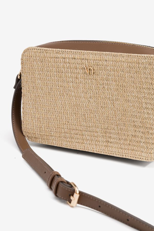 Vilanova Mala a tiracolo efeito palha met&aacute;lica estampado