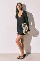 Women'secret T&uacute;nica de manga comprida em crochet preto