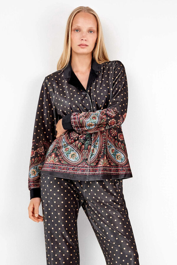 Gisela Camisa de pijama de veludo branco