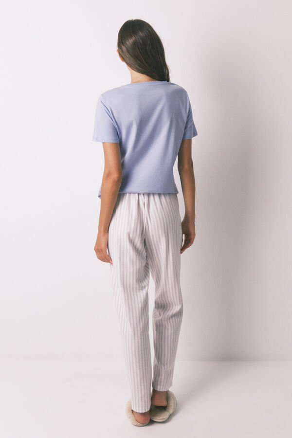 Women'secret Calça comprida de flanela com estampa riscas multicolorida estampado