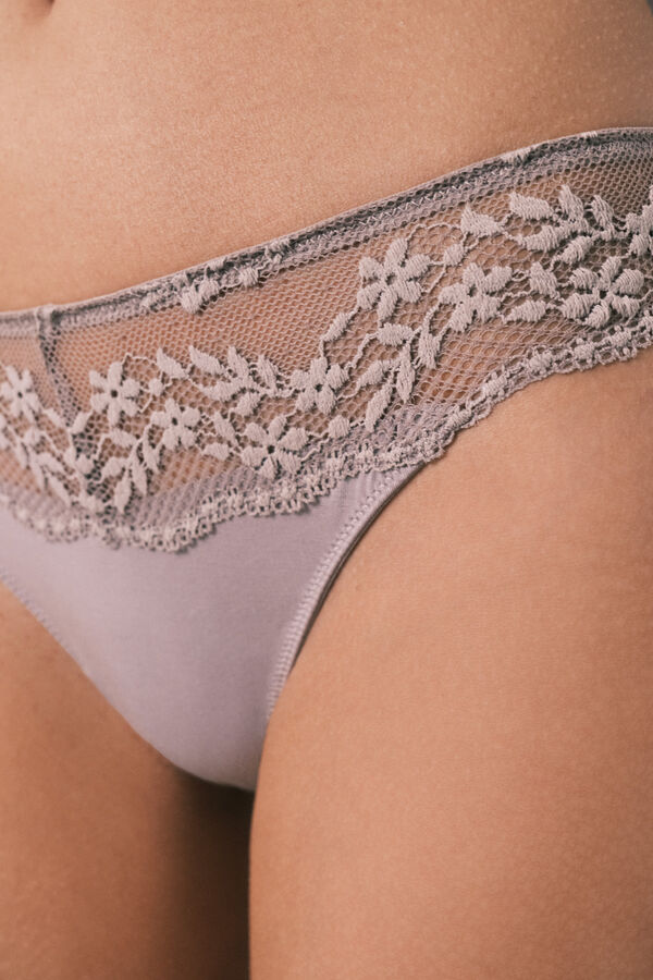 Women'secret Beige modal and lace classic panty mink