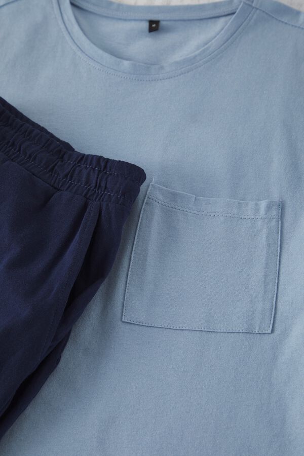 Trendyol Conjunto de pijama curto liso azul