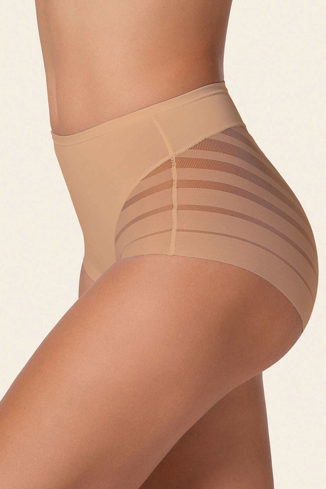 Leonisa Cueca cinta cl&aacute;ssica com controle moderado da barriga e faixas de tule