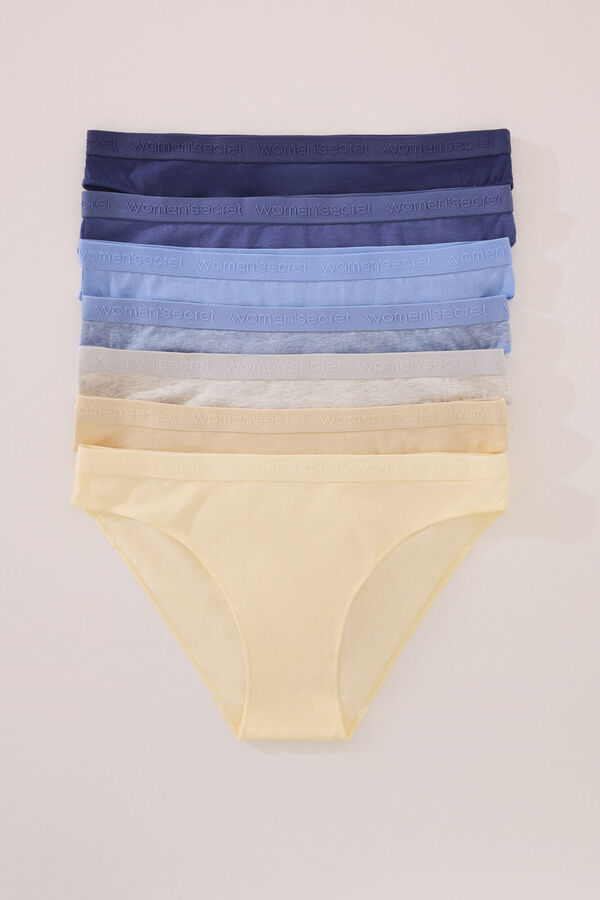 Women'secret Pack 7 bragas clásicas algodón azules blanco