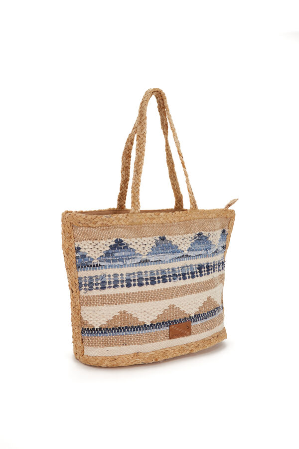 Abbacino Cesto de ráfia estampado azul denim azul
