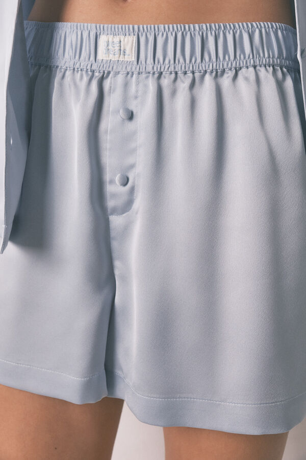 Women'secret Pijama camiseiro de cetim azul azul