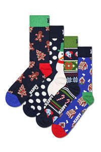 Womensecret Pack de cuatro pares de calcetines con motivos navideños azul