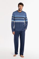 Punto Blanco Pijama comprido de algod&atilde;o azul
