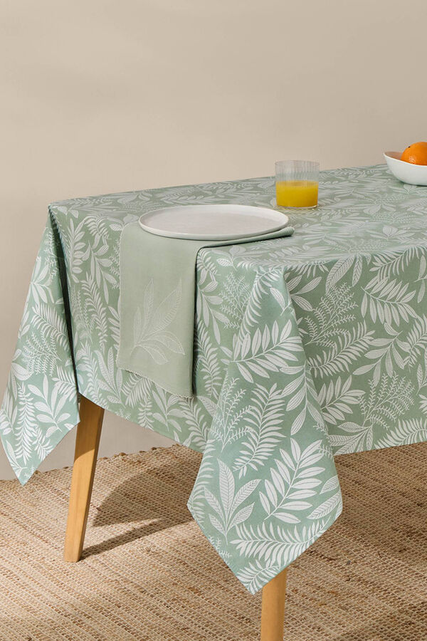 Textura Mantel antimanchas jacquard verde