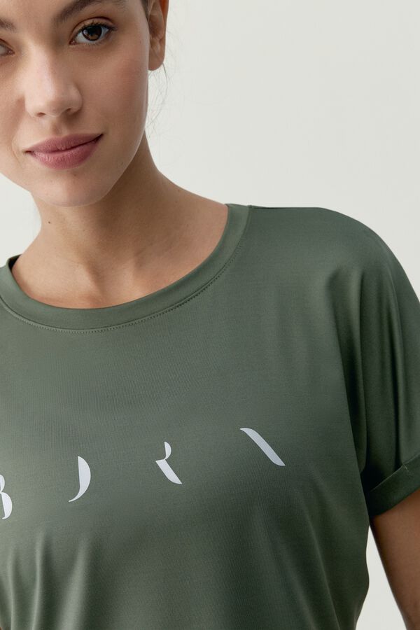 Born Living Yoga T-shirt Azami Kaki Leaft S caqui